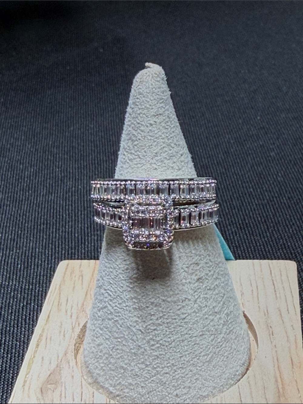 .86 CTW moissanite, 18k triple plated white gold, engagement set. Retail $600